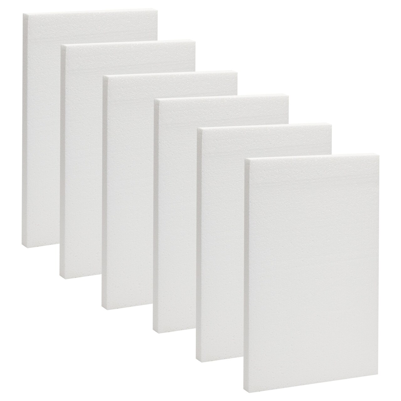 1 Inch Thick Foam Board Sheets - 6 Pack 17x11 Inch Polystyrene Rectangles for DIY Crafts, Insulation, Sculptures, Models (White)